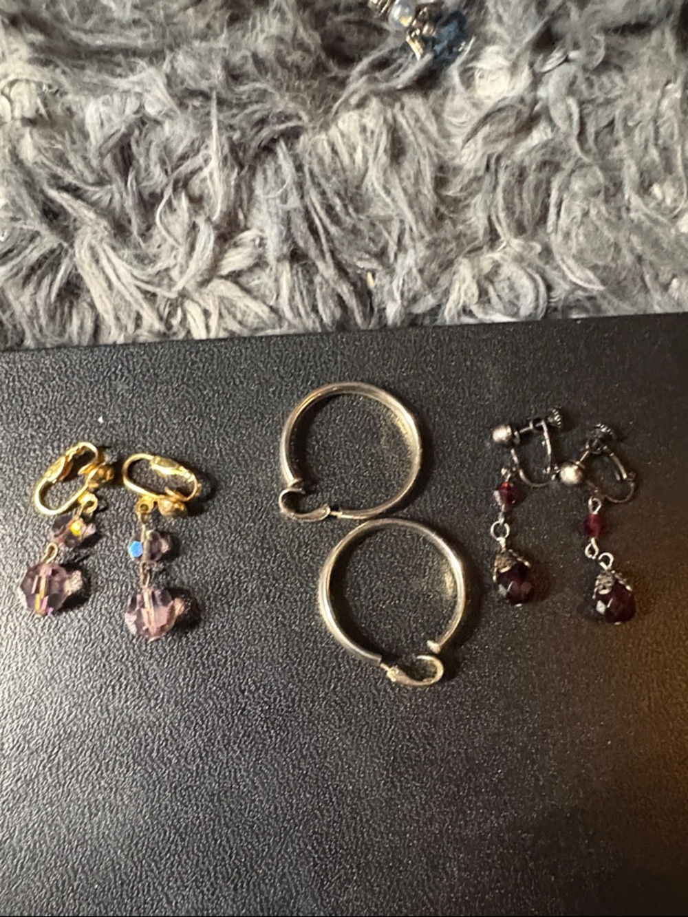 Lot of three clip on earrings